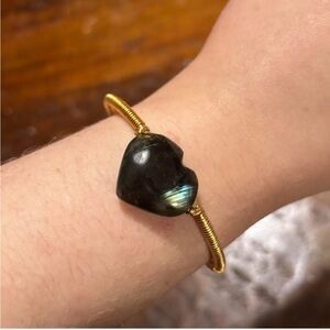 Crystal heart wire bracelet Labradorite
